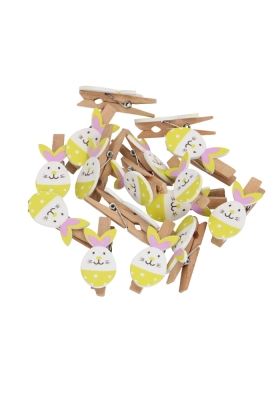 Houten Deco Knijper Paas Haasjes Geel 2.2 x 3.7cm 36stuks