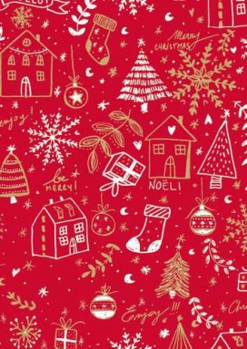 Kerstpapier Bruin holidays rood kraft 50x70cm 250vellen