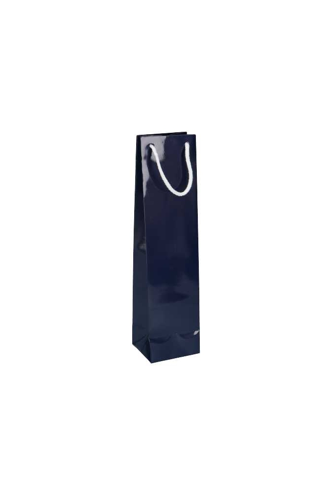 Luxe Wijntasjes Parijs Glans Donker Blauw Met Koord 10x9x40cm 10stuks
