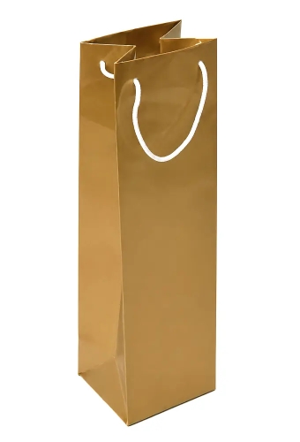 Luxe Wijntasjes Parijs Glans Goud Met Koord 10x9x38cm 10stuks