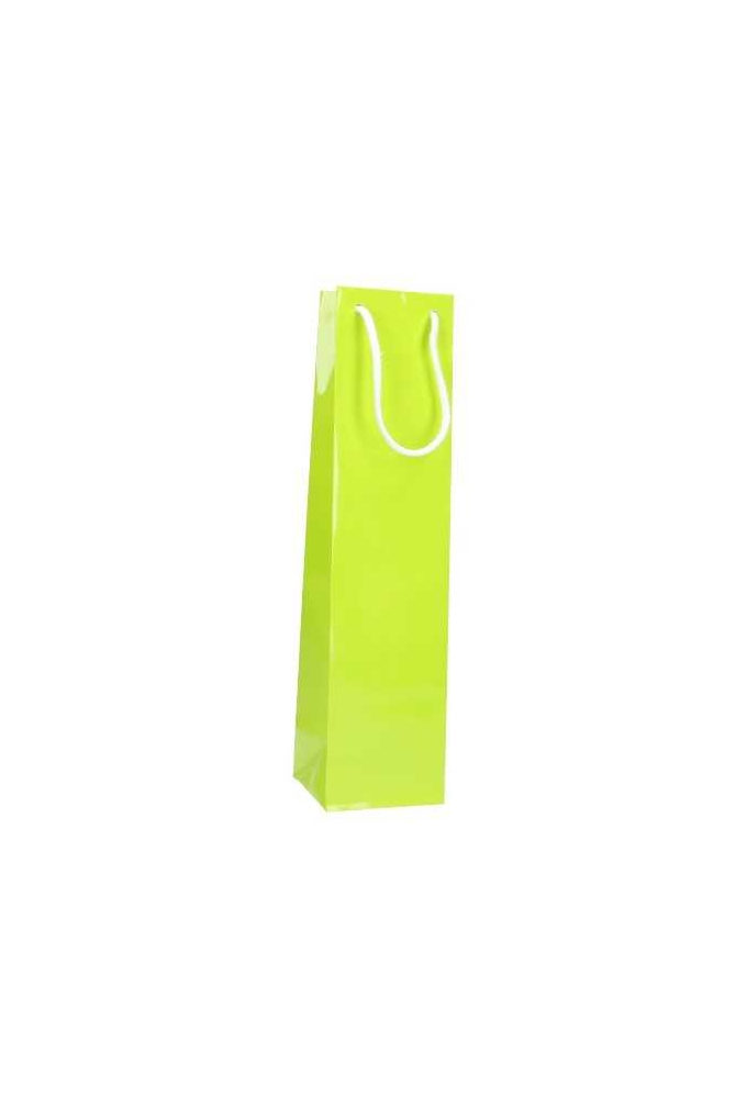 Luxe Wijntasjes Parijs Glans Lime Groen & Koord 10x9x40cm10st OP IS OP
