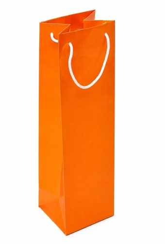 Luxe Wijntasjes Parijs Glans Oranje Met Koord 10x9x38cm 10stuks
