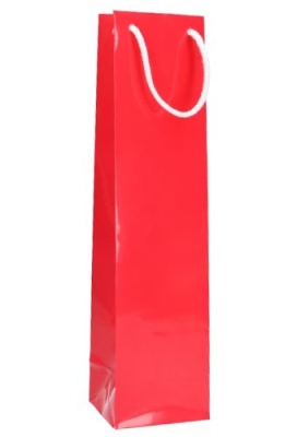 Luxe Wijntasjes Parijs Glans Rood Met Koord 10x9x40cm 10stuks