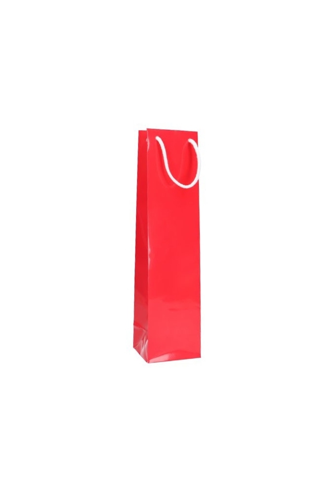 Luxe Wijntasjes Parijs Glans Rood Met Koord 10x9x40cm 10stuks