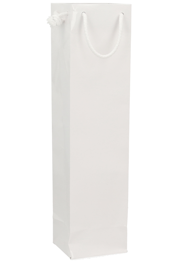 Luxe Wijntasjes Parijs Glans Wit Met Koord 10x9x40cm 10stuks