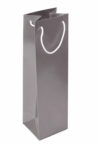 Luxe Wijntasjes Parijs Glans Zilver Met Koord 10x9x38cm 10stuks