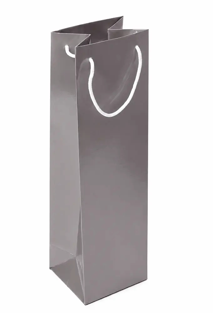 Luxe Wijntasjes Parijs Glans Zilver Met Koord 10x9x38cm 10stuks