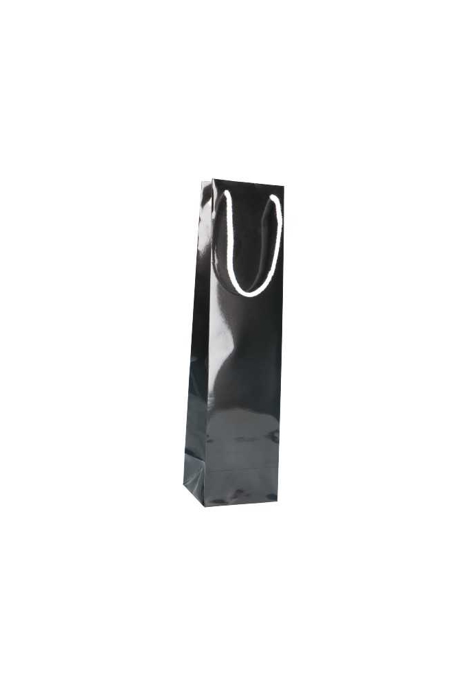 Luxe Wijntasjes Parijs Glans Zwart Met Koord 10x9x38cm 10stuks
