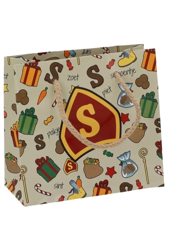 Luxe Sinttasjes Letter S Sint 16x7x15cm Glossy 170gr 10stuks