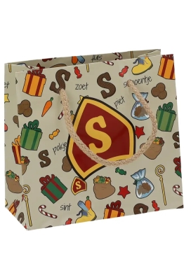 Luxe Sinttasjes Letter S Sint 16x7x15cm Glossy 170gr 10stuks