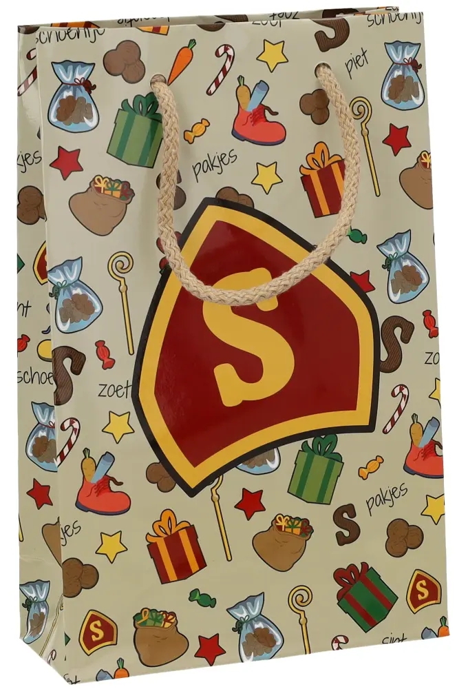 Luxe Sinttasjes Letter S Sint 16x7x25cm Glossy 170gr 10stuks