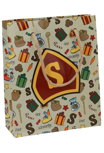 Luxe Sinttasjes Letter S Sint 19x7x23cm Glossy 170gr 10stuks