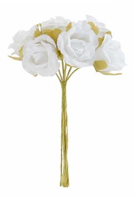 Kado Decoratie Roosjes Wit Met IJzerdraad 2cm 60stuks