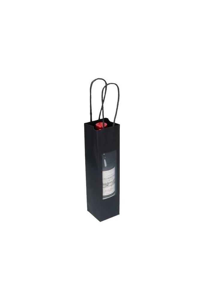 Kadotasjes Lenno Met Handvat & Venster Zwart 6x6x24cm 10stuks
