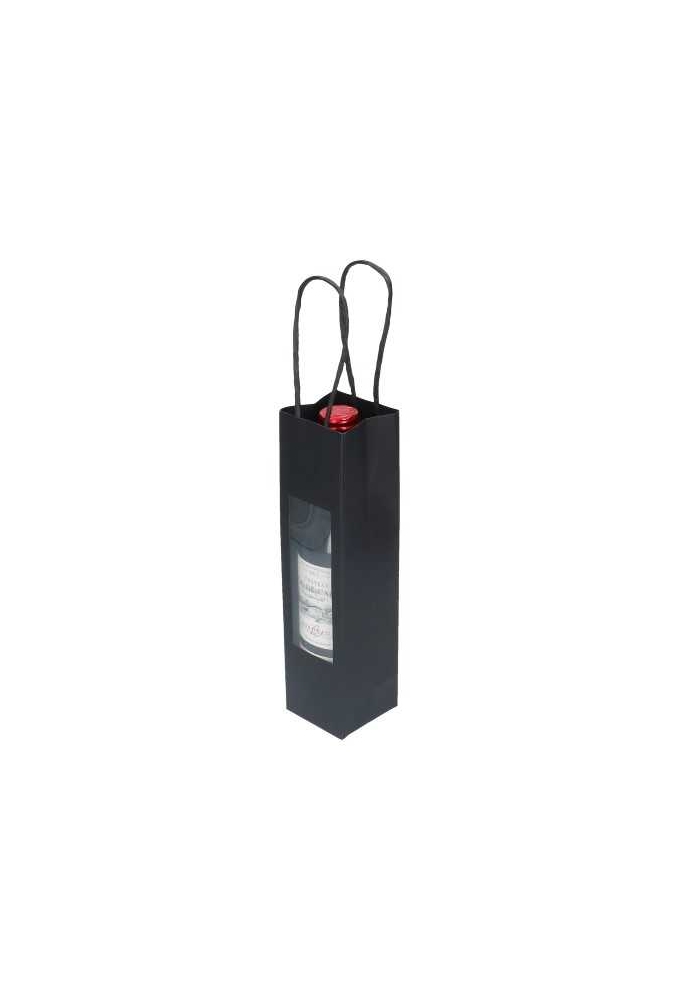 Kadotasjes Lenno Met Handvat & Venster Zwart 6x6x24cm 10stuks