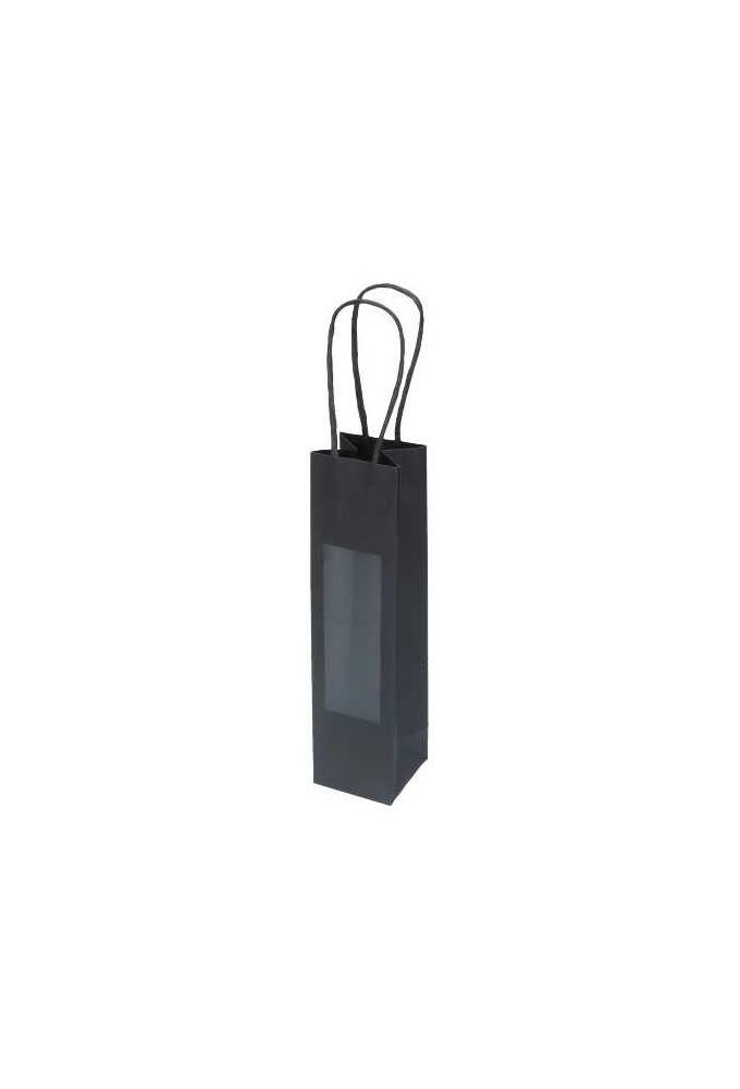 Kadotasjes Lenno Met Handvat & Venster Zwart 6x6x24cm 10stuks