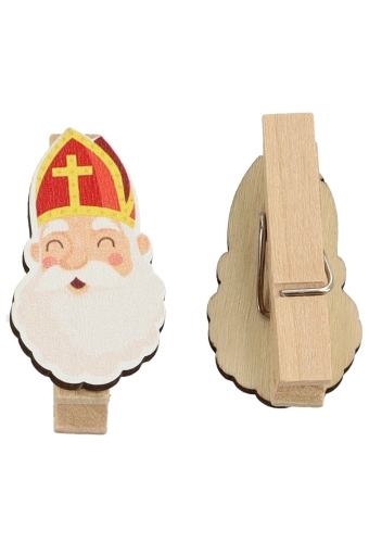 Houten Decoratie Sinterklaas Knijper 2x3.5cm 36stuks