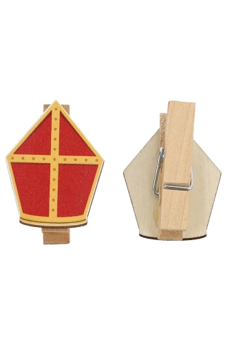Houten Decoratie Mijter Knijper 3.5x2.5cm 36stuks