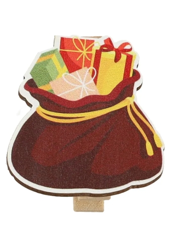Houten Decoratie Zak van Sinterklaas Knijper 3.5xx3.2cm 36stuks