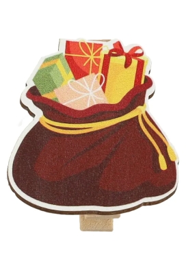 Houten Decoratie Zak van Sinterklaas Knijper 3.5xx3.2cm 36stuks