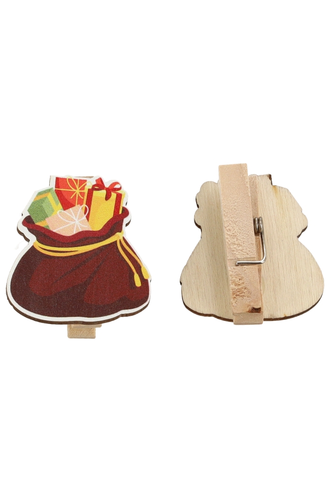 Houten Decoratie Zak van Sinterklaas Knijper 3.5xx3.2cm 36stuks