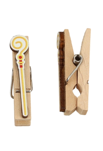 Houten Decoratie Sint Staf Knijper 2x3.5cm 36stuks