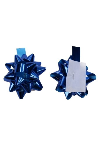 Mini Bows Strik Rond 50mm Metallic Blauw Met Plakker 100stuks