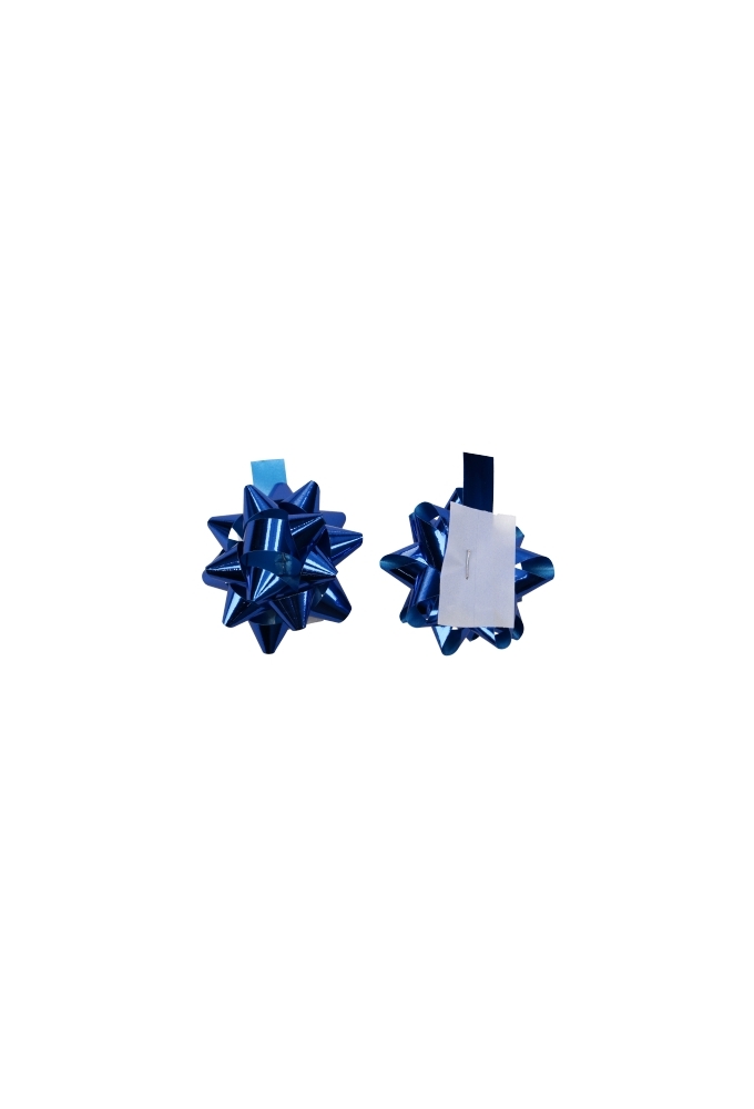 Mini Bows Strik Rond 50mm Metallic Blauw Met Plakker 100stuks