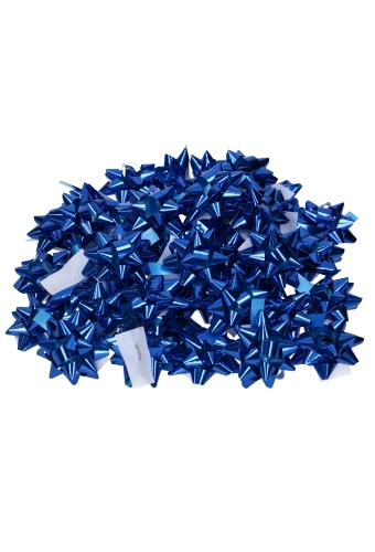 Mini Bows Strik Rond 50mm Metallic Blauw Met Plakker 100stuks