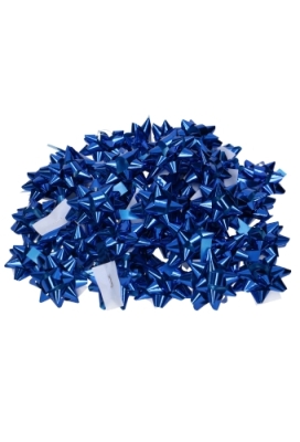 Mini Bows Strik Rond 50mm Metallic Blauw Met Plakker 100stuks