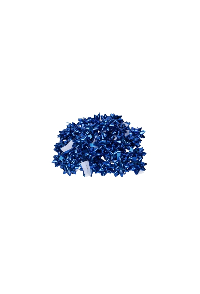 Mini Bows Strik Rond 50mm Metallic Blauw Met Plakker 100stuks