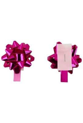 Mini Bows Strik Rond 50mm Metallic Fuchsia Met Plakker 100stuks