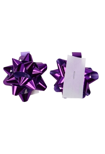 Mini Bows Strik Rond 50mm Metallic Paars Met Plakker 100stuks