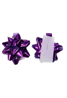 Mini Bows Strik Rond 50mm Metallic Paars Met Plakker 100stuks