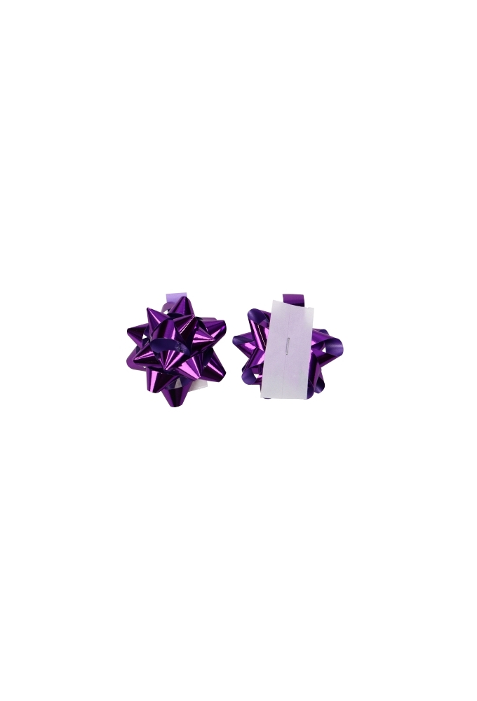 Mini Bows Strik Rond 50mm Metallic Paars Met Plakker 100stuks