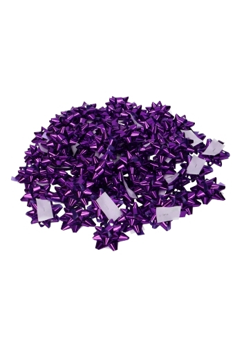 Mini Bows Strik Rond 50mm Metallic Paars Met Plakker 100stuks