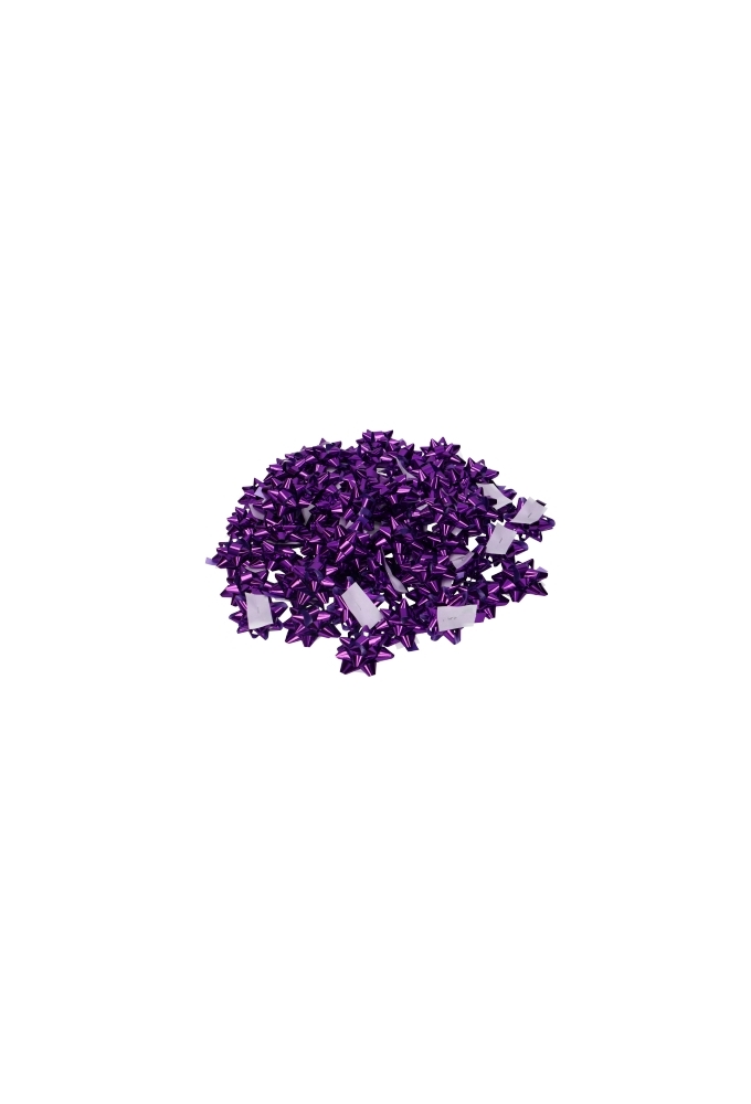 Mini Bows Strik Rond 50mm Metallic Paars Met Plakker 100stuks