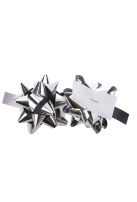 Mini Bows Strik Rond 50mm Metallic Zilver Met Plakker 100stuks