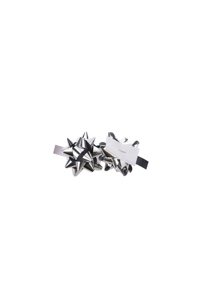 Mini Bows Strik Rond 50mm Metallic Zilver Met Plakker 100stuks