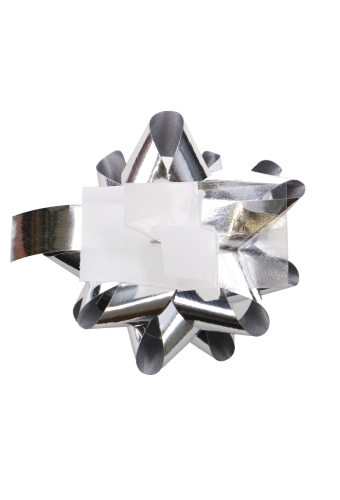Mini Bows Strik Rond 50mm Metallic Zilver Met Plakker 100stuks