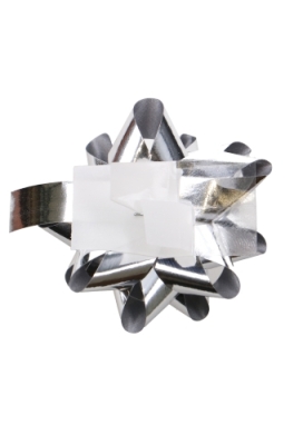 Mini Bows Strik Rond 50mm Metallic Zilver Met Plakker 100stuks