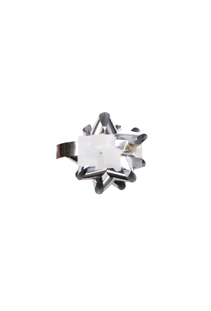 Mini Bows Strik Rond 50mm Metallic Zilver Met Plakker 100stuks