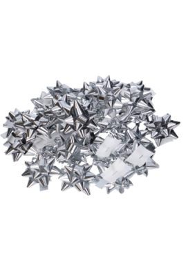 Mini Bows Strik Rond 50mm Metallic Zilver Met Plakker 100stuks