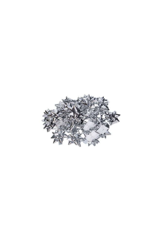 Mini Bows Strik Rond 50mm Metallic Zilver Met Plakker 100stuks