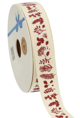 Herfstlint Katoen Herfst Bladen Creme 23mm x 20meter