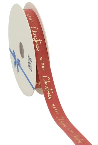 Kerstlint Velvet Oud Roze Merry Christmas 15mm x 10meter
