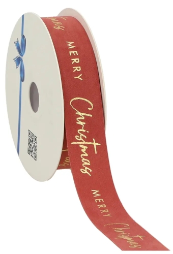 Kerstlint Velvet Oud Roze Merry Christmas 25mm x 10meter