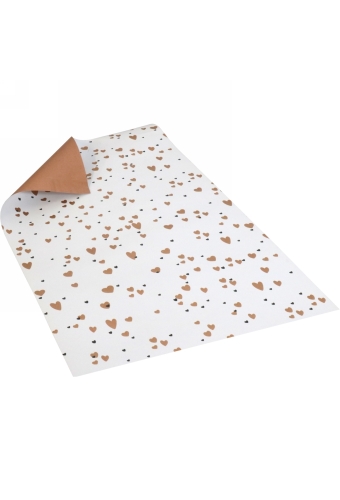 Kadopapier Dubbelzijdig Metallic Hearts 30cm x 100meter