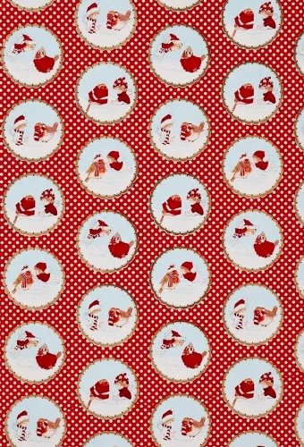 Kerstpapier Coated Vrolijk Kerstfeest Dots Rood 30cm  x 200meter