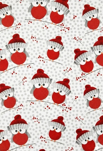 Kerstpapier Coated Owl Brothers Wit & Rood 30cm x 200meter